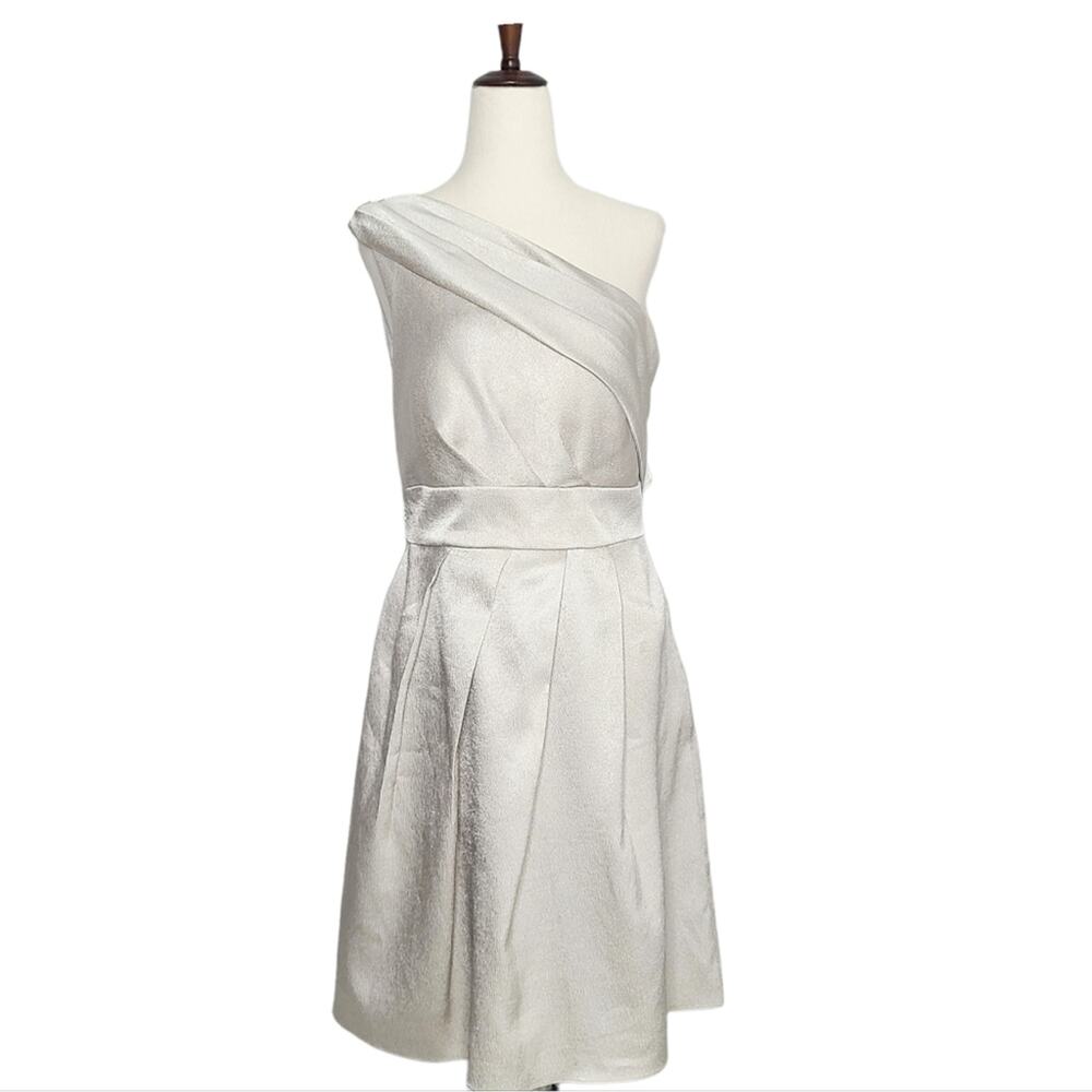 Jenny Yoo one shoulder silver mini  dress sz 10